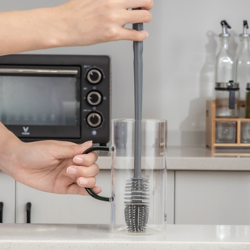 Spazzola per pulizia bottiglia in silicone con manico lungo Spazzola per pulizia cucina Spazzola per tazza Thermos Spazzola per vetro Strumenti per la pulizia