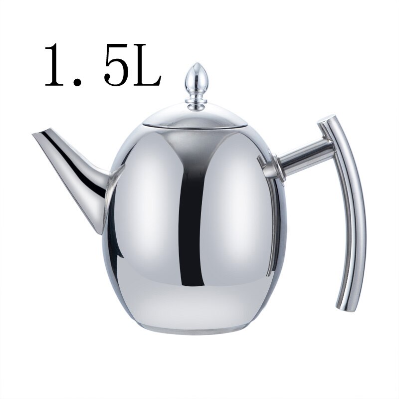 Stainless Steel Tea Pot Coffee Pot With Filter Hotel Restaurant Induction Cooker Tea Kettle Water Pot 1L/1.5L: Silver 1.5L
