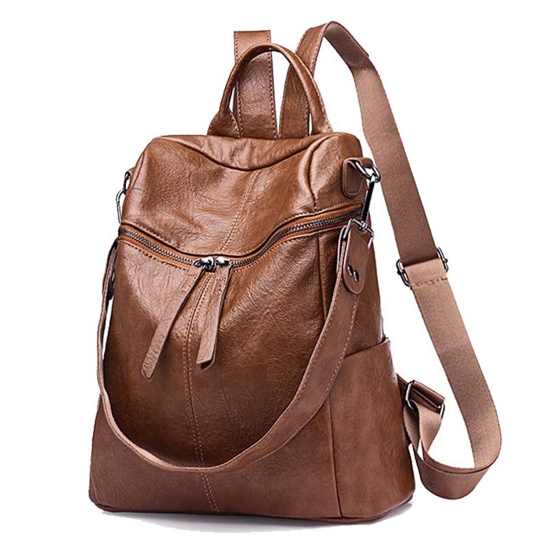 Chuwanglin Multifunctionele Rugzak Vrouwen Mochila Feminina Mode Vrouwen Lederen Rugzakken Casual School Tassen Laptop Tas S2360: brown