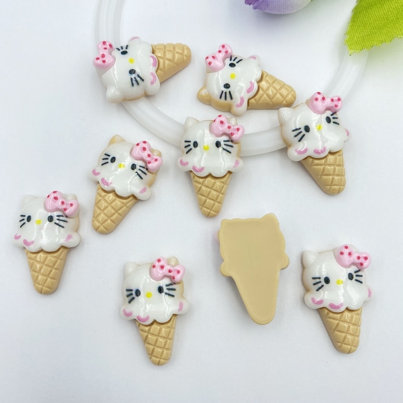 10 stuks/partij kawaii hars schattige mini ijsjes flatback cabochons voor haarstrikcentra diy scrapbooking decoratie  c25