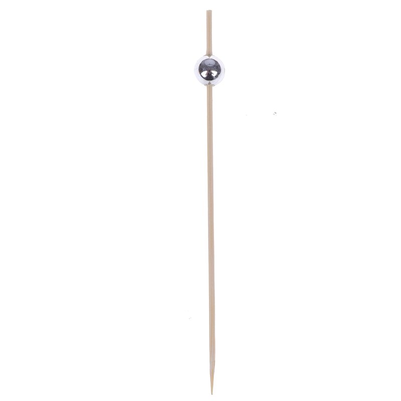 Vajilla desechable de bambú para fiestas, suministros para Buffet, fruta, postres, palitos, magdalenas, palitos de cóctel, 100 Uds.: Silver