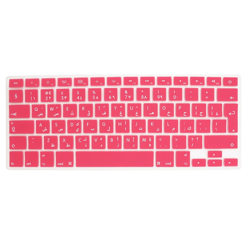 SR 14 Colors EU Arabic Language Letter Silicone Keyboard Cover Sticker for Macbook Air 13 Pro 13 15 17 Retina Protector Sticker: Pink