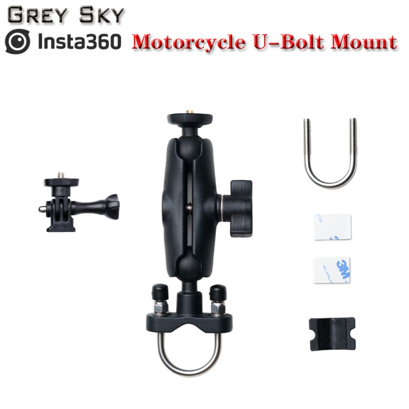 Insta360 – support de boulon en U pour moto (GO 2/ONE X2/ONE R) avec bâton à Selfie Invisible, accessoires de caméra d&#39;action