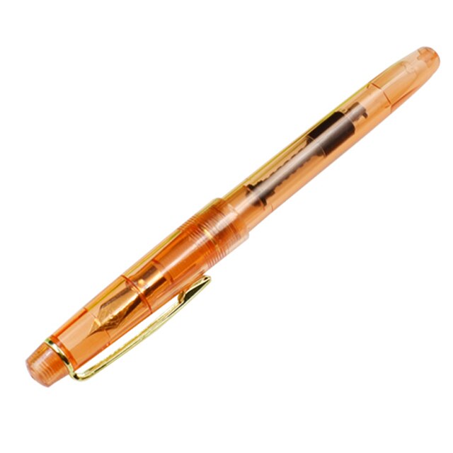 Transparent Ink Pen Plastic Fountain Pen Writing Calligraphy Tools Office School Writing Materials Stationery Supplies: Orange