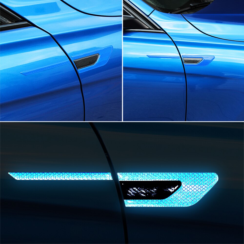 Auto Reflecterende Sticker Blad Boord Koolstofvezel Anti-Kras Strip Voor Tesla Model S Model 3 Model X