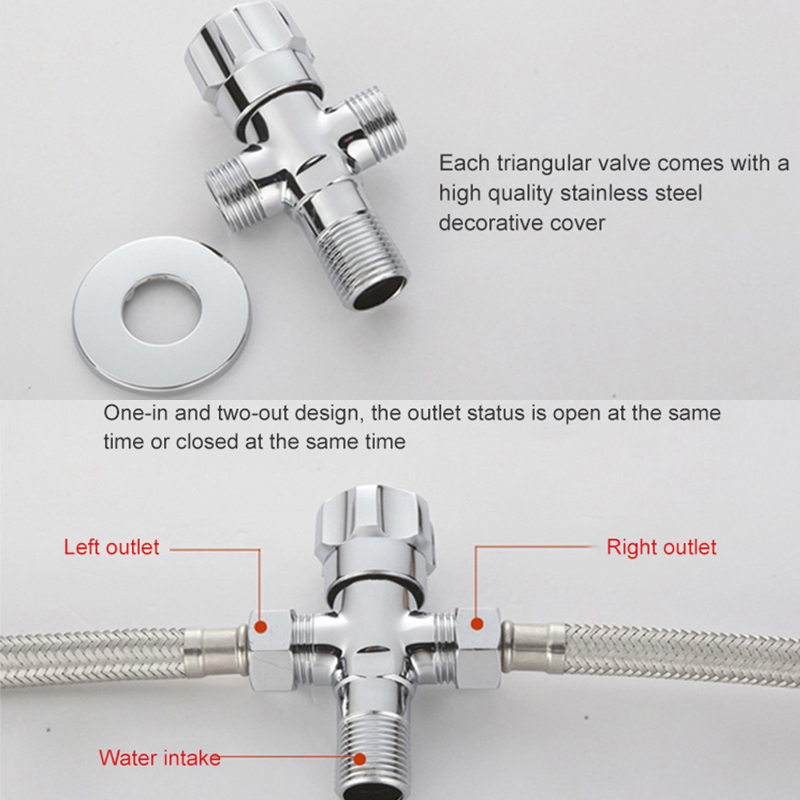 165g Full Copper Basin Bathroom Thickened Long Triangle Valve And Cold Water Stop Valve Three-Way Angle Valve Switch