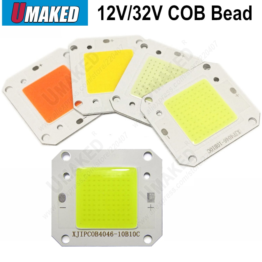 10 kpl/erä suuritehoiset led chip cob valot  dc12v dc32v valohelmiä valkoinen lämmin valkoinen kylmä valkoinen täysi spektri 3000k-30000k