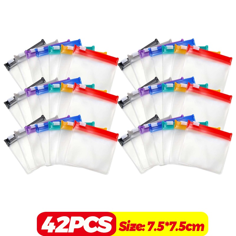 Mini bolsas dispensadoras de pastillas, bolsa de joyería de viaje portátil con cremallera deslizante, organización de almacenamiento impermeable autosellante, 7/48 Uds.: Azul