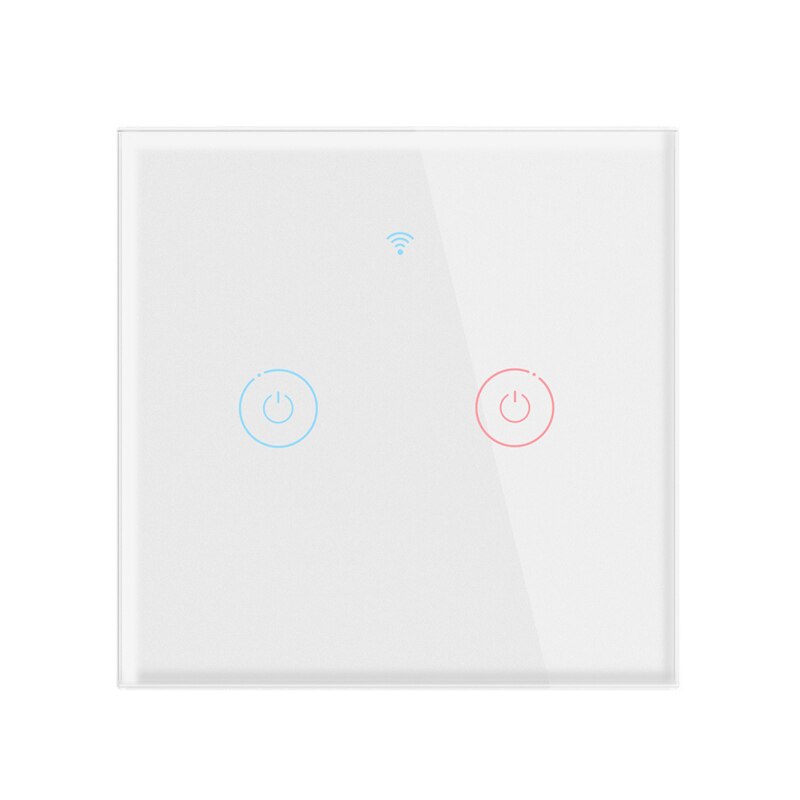 TUYA WiFi Smart Touch Switch EU 1/2/3 Gang Wireless Wall Glass Screen Touch Panel Switch Timer Work With Alexa Google Home: white 2-Gang