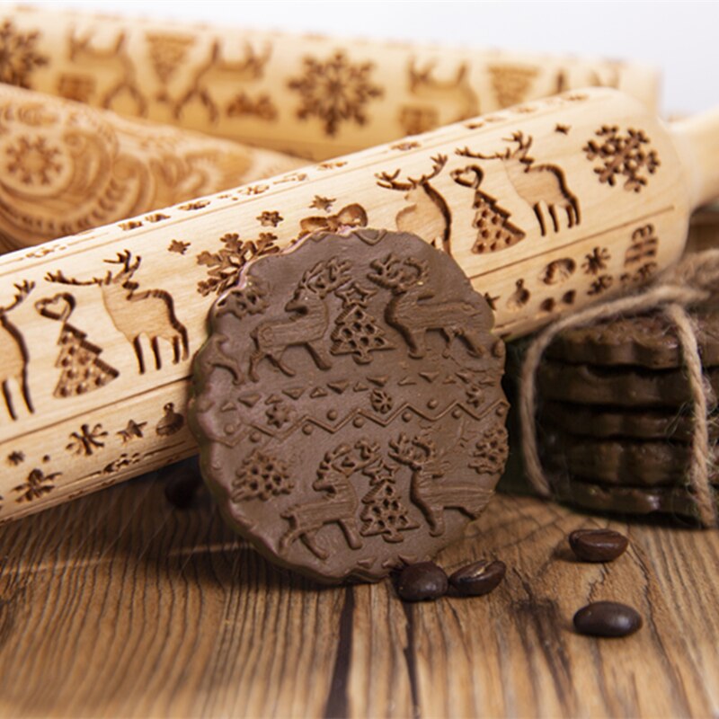 Valentine's Day DIY Christmas Embossing Rolling Pin Various pattern Baking Cookies Biscuit Fondant Cake Dough Engraved Roller