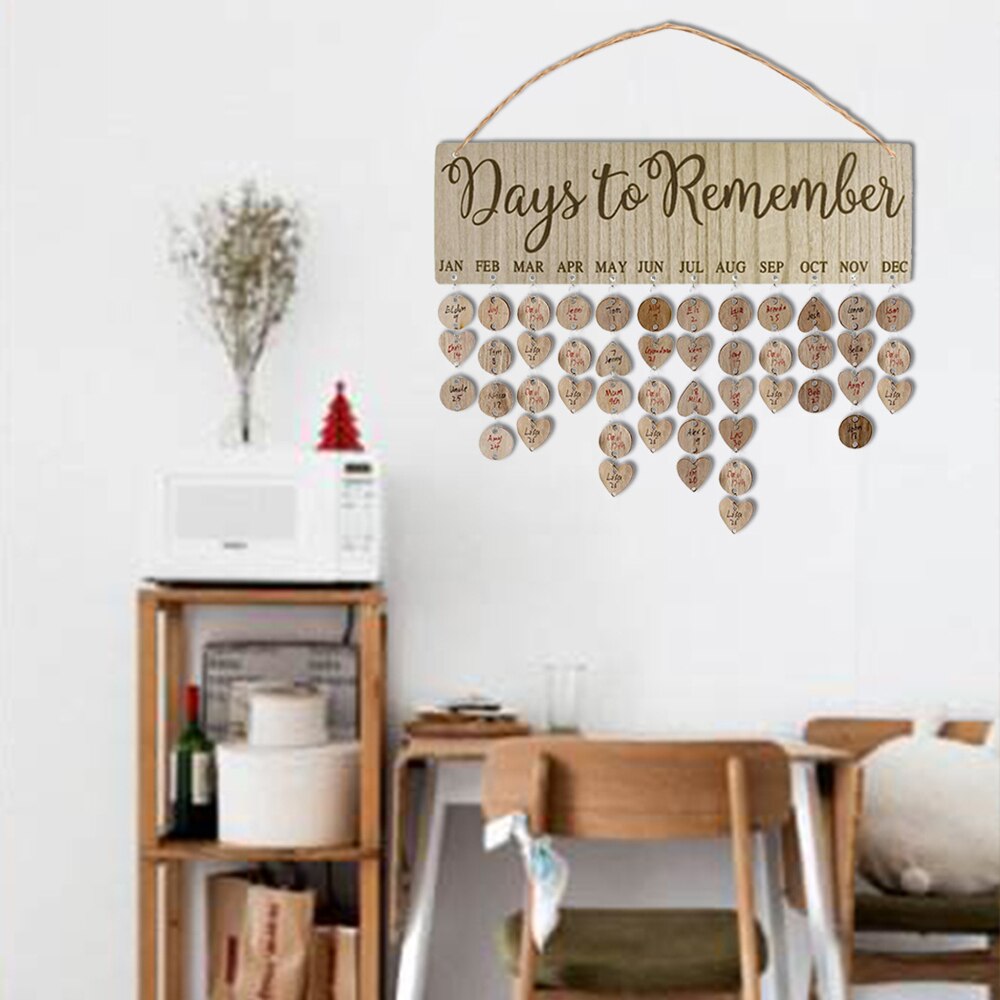 Chritsmas Birthday Special Days Reminder Board Home Hanging Decor Wooden Calendar Board Hanging Ornament Year Decoration