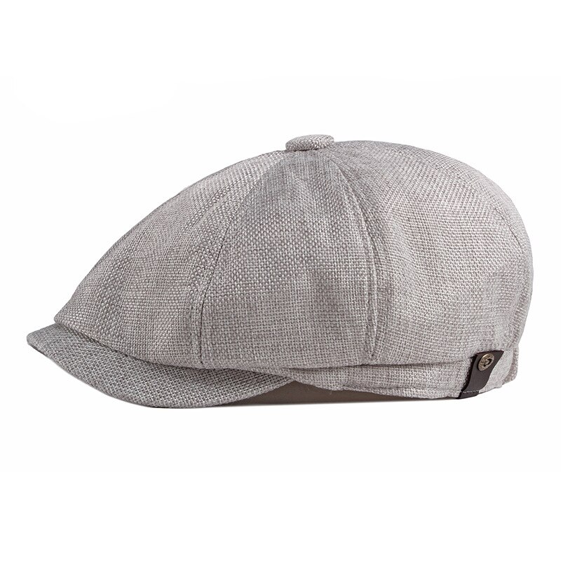 Wuaumx Newsboy Cap Men Spring Summer Octagonal Hat For Male British Herringbone Flat Caps Retro Eight blade Hats Breathable: Light Gray