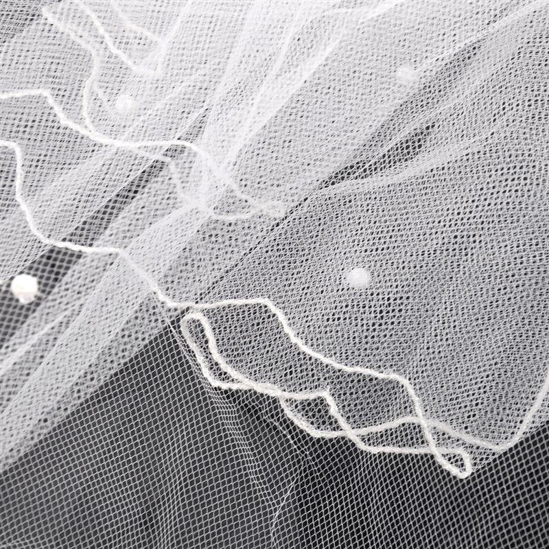 Velo de boda de 80CM de largo, doble capa con cuentas de perlas para boda, Mantilla nupcial con peine para novia, accesorios de boda