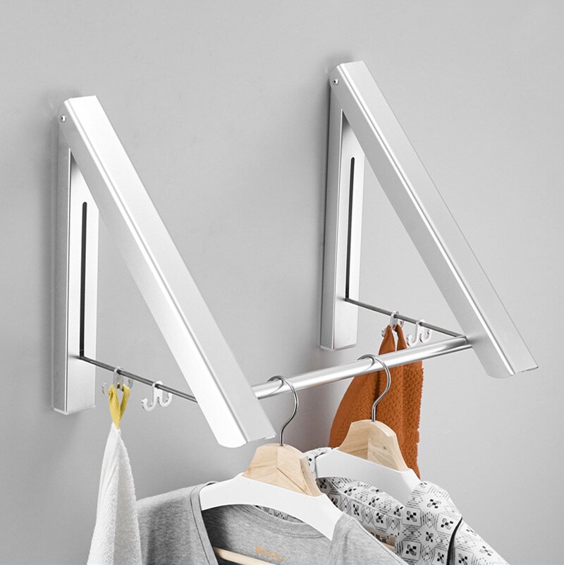 Colgador de ropa de pared portátil, tendedero plegable para exterior, telescópico para ropa, caballo, tendedero, balcón, gancho, varillas de riel