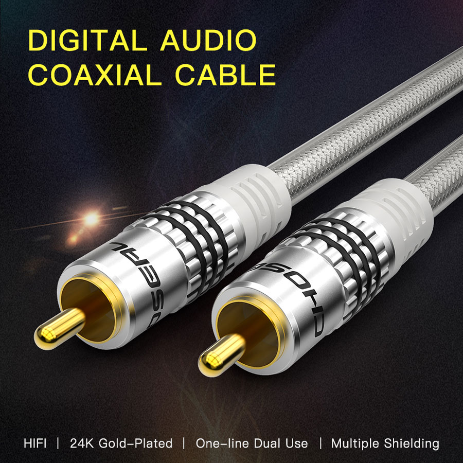 Choseal Digitale Audio Coaxiale Kabel Premium S/Pdif Rca Male Naar Rca Male Coaxiale Speaker Kabel Voor Hdtv Subwoofer hi-Fi Systemen