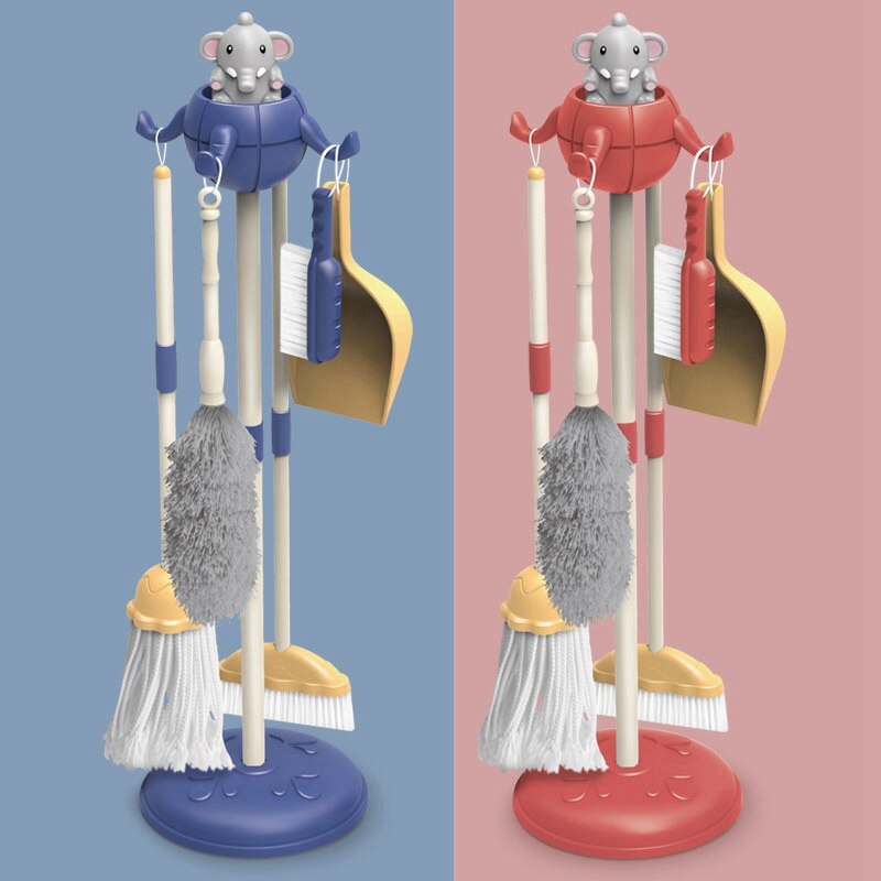 Olifanten speelgoed voor huishoudelijk werk, speelgoed voor kinderen, schoonmaakset voor kinderen: Blauw