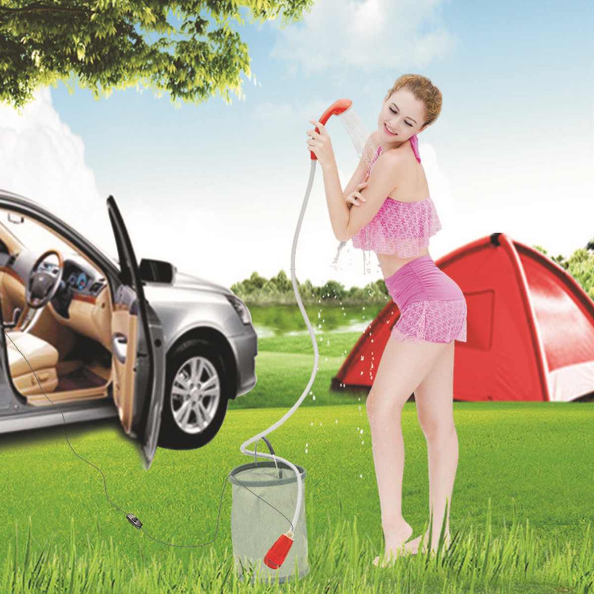 12V Shower Kit Portable Shower Pump Travel Camping Pet Dog Car Shower Washer Electric Pump Outdoor Hiking Kit Flower watering