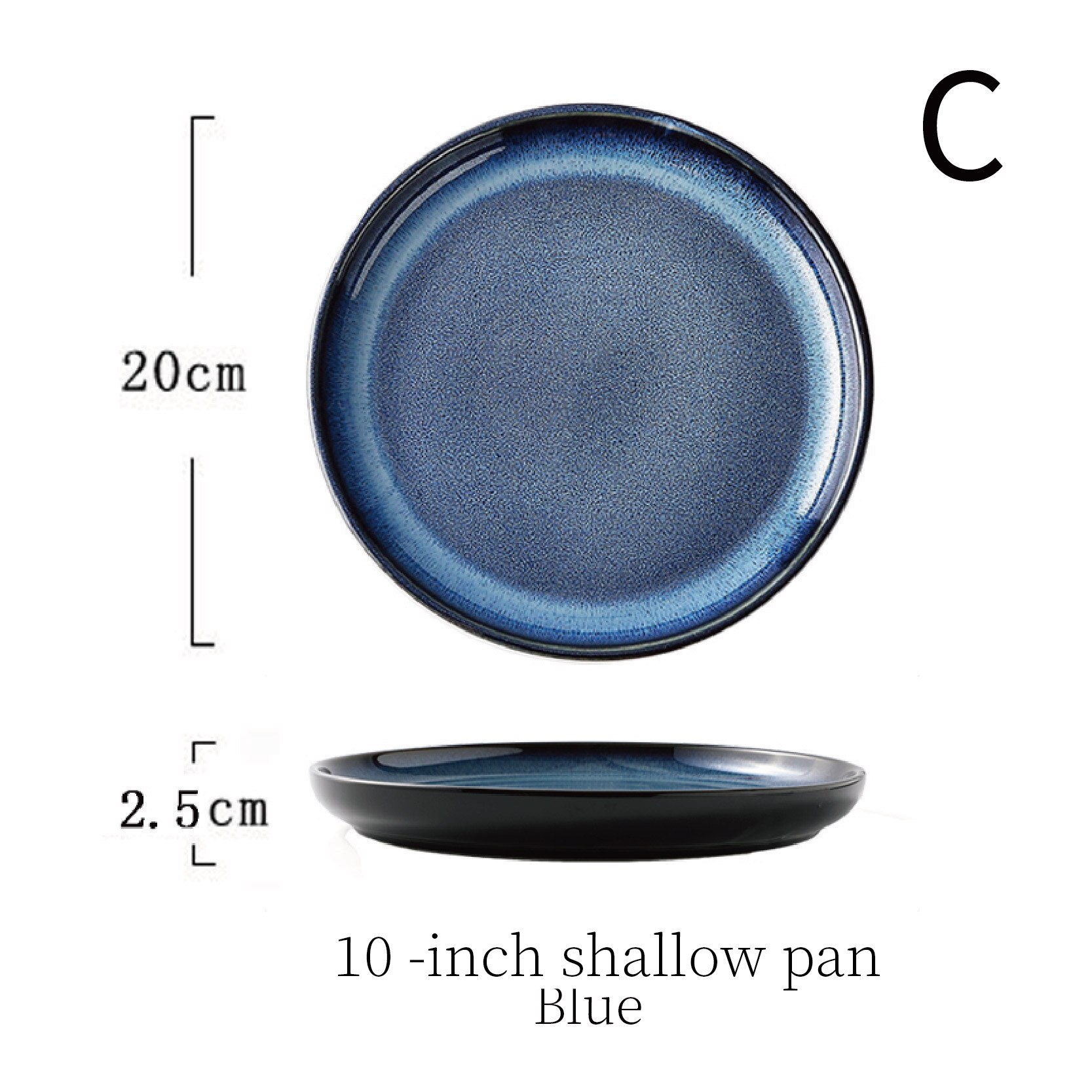 Nordic ceramic plates Restaurant kitchen food Salad dessert steak Dish Plate Gradient blue Round Salad Platter Dish Dinnerware: C