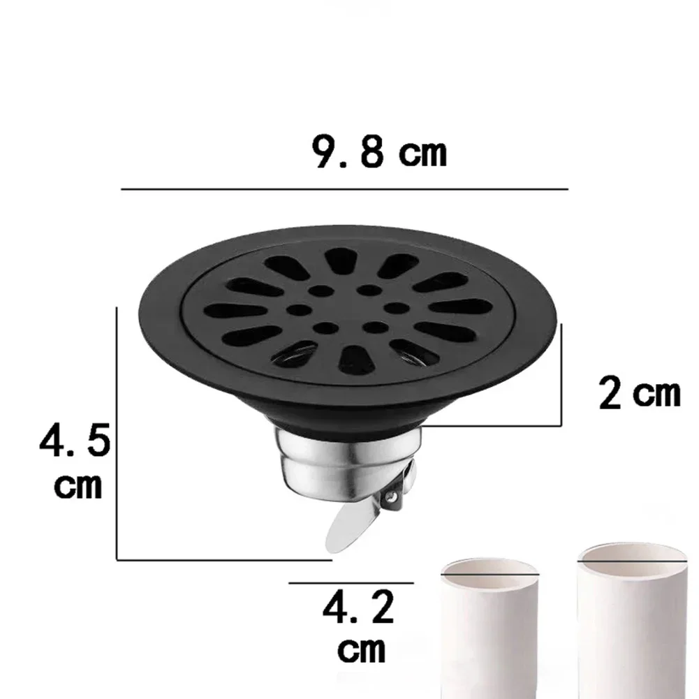 1pc Shower Floor Drain Backflow Preventer Stainless Steel Floor Drain Bathroom Insect Proof Anti-odor Sewer Drainage Cover
