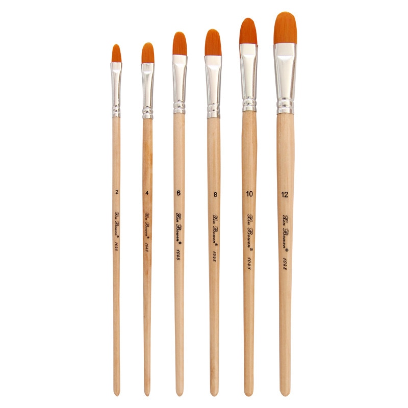 6 st/set nylon hårpensel vintage träskaft pensel set målarpenna verktyg för akvarell akrylmålning tillbehör