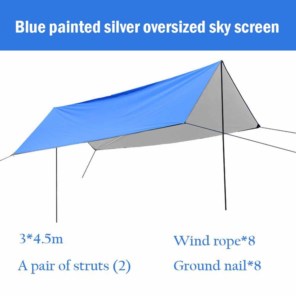 Large Camping Awning Outdoor Waterproof Rainproof Fishing Sunscreen Pergola Cloth UV-proof Beach With Dtrut Awning Canopy: Blue3X4.5