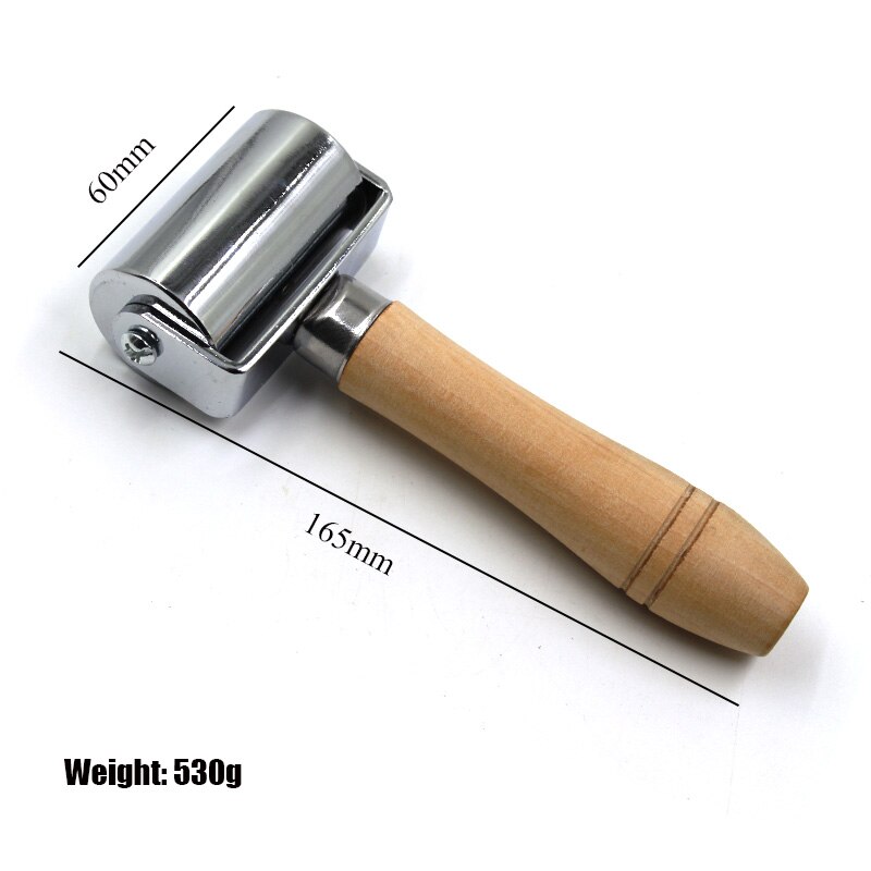 Qjh Rvs Platte Druk Roller Lederen Plooihouder Apparaat Hand Push Roller Hand Diy Lederen Gereedschap: 60mm