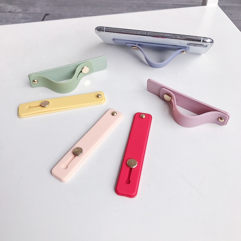 schlicht Farbe Handgelenk Band Hand Band Finger Griff praktisch Halfter Stehen drücken ziehen Universal- Telefon Sockel Halfter für Iphone