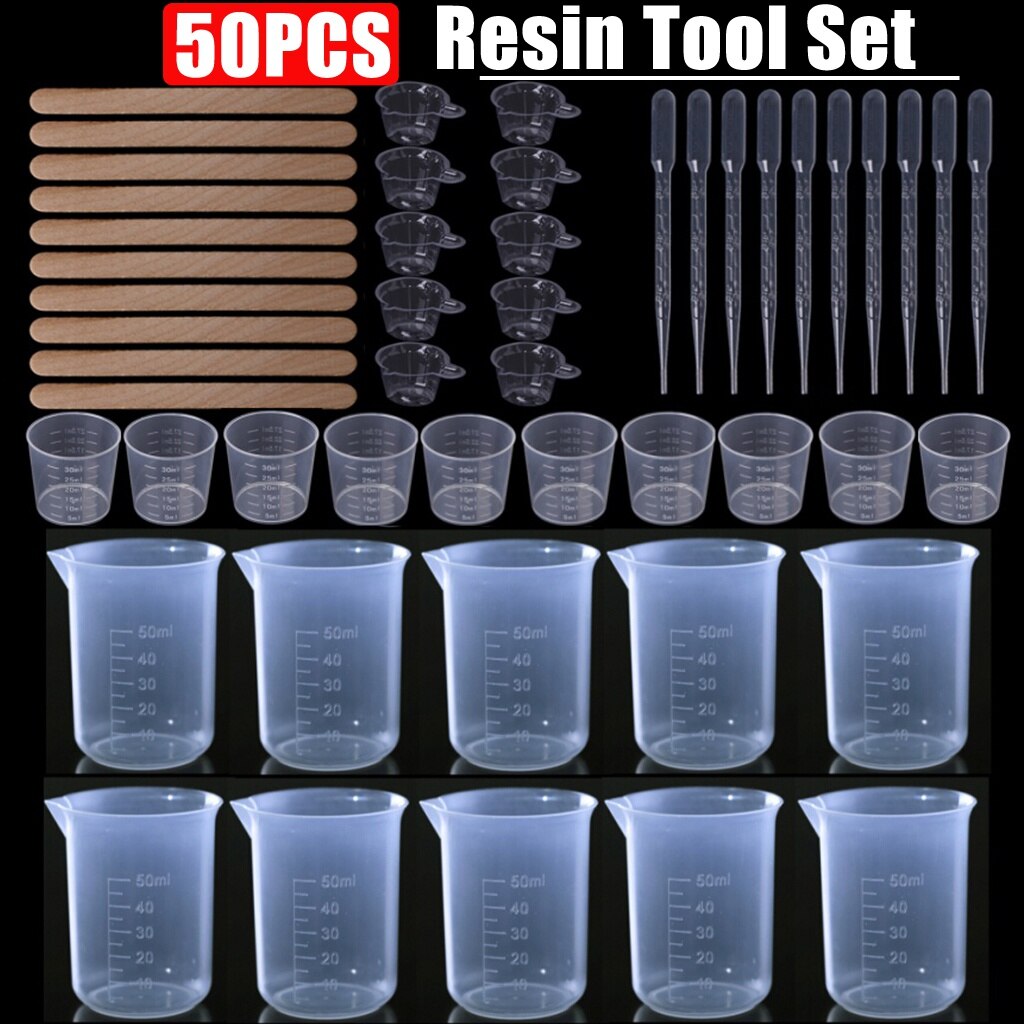 50 Stks/set Crystal Epoxy Doseren Mengen Roerder Dropper Maatbeker Ambachten Maken Asl