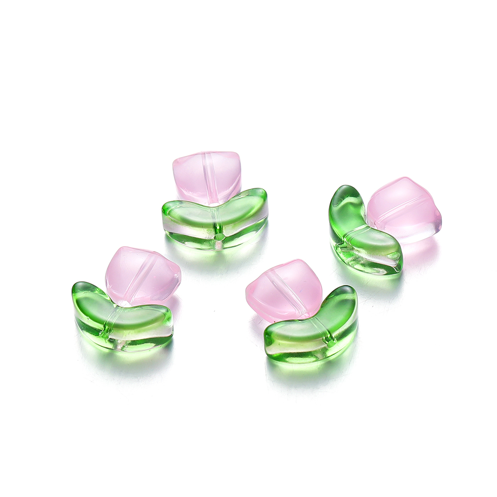 10/20Set Tulips Flower Lampwork Beads Multicolor Glass Flora Beads Multicolor Loose Beads for DIY Bracelets Jewelry Making: Lavender / other