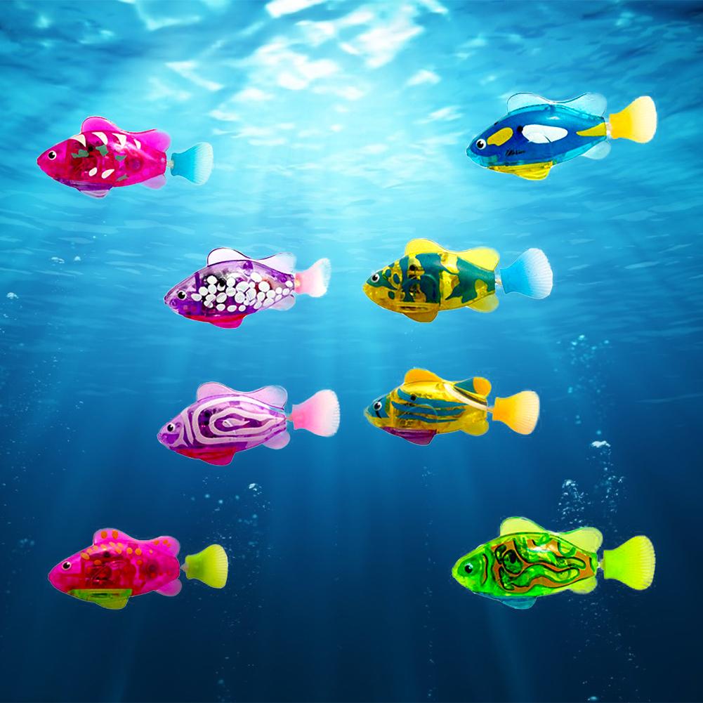 4 stücke Flash Schwimmen Elektronische Fisch Kinder Bad Spielzeug Schwimmen Induktion Robotic Fisch Spielzeug Kinder Kinder Bad Spielzeug Angeln Tank decor