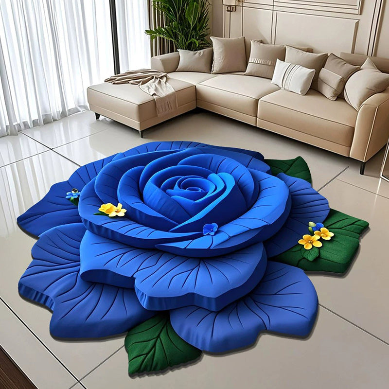 3D Fresh Flower Pattern Door Mats Alien Dirt-resistant Floral Plush & Diatomaceous Earth Floor Mat Bathroom Absorbent Anti-slip: 50x80+50x160cm / light yellow