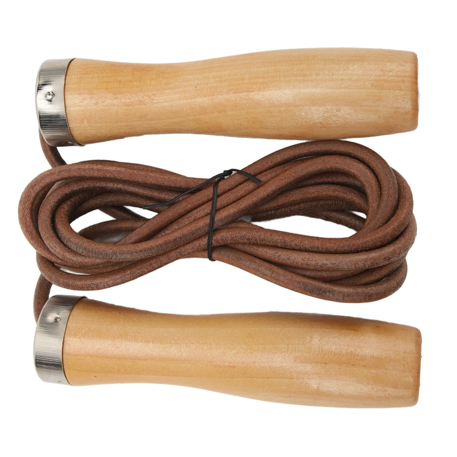 Jump Rope Cowhide Wooden Handle Portable Highly Effective Skipping Rope For Fitness Exercise