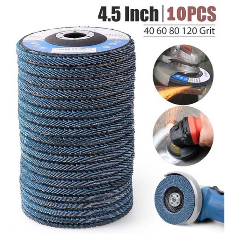 10pcs Flap Discs 115mm 4.5 inch Sanding Discs 40/60/80/120 Grit Grinding Wheels Blades for Angle Grinder Abrasive Tools