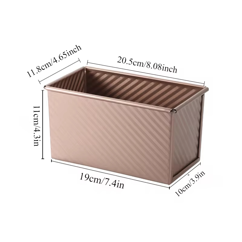 Kastenform aus Kohlenstoffstahl mit Deckel zum Backen von Brot, Sandwichform, rechteckige Toastform mit Anti-Kette, Küchen-Backwerkzeug: Weiß
