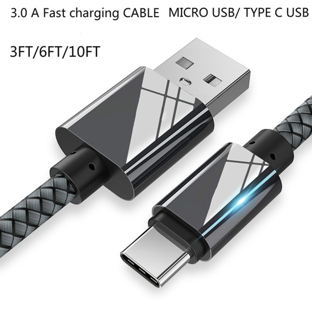 Veelkleurige 1m/2m/3 meter snellaadkabel met usb-c-type, snellaadkabel voor mobiele telefoons, 2.4a usb-c-datakabels