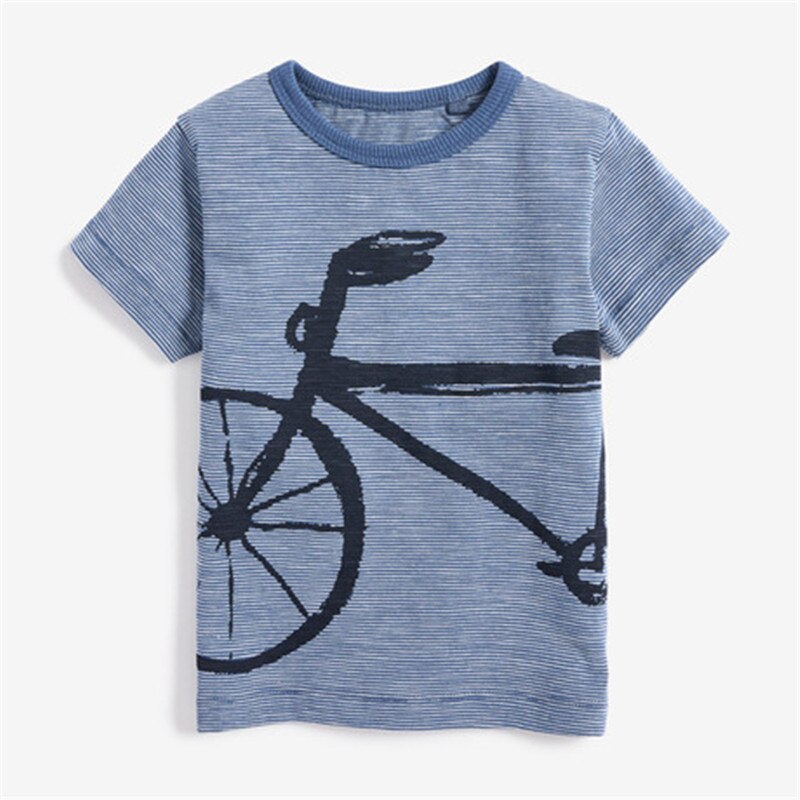 Lille maven sommer baby børn dreng cykel kortærmet o-hals t-shirt tegneserie raketblå tee toppe i 1-7 år drenge