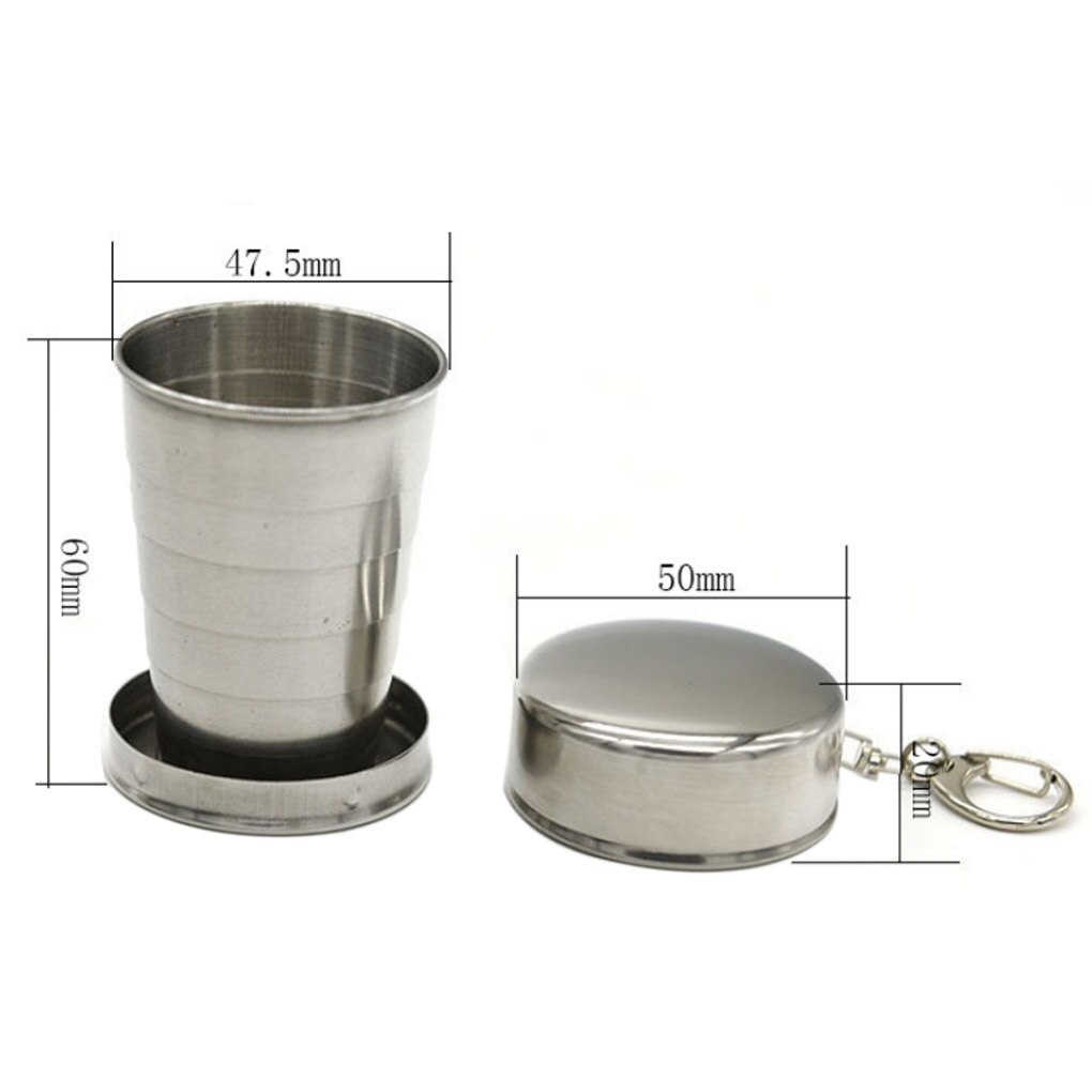 Taza plegable para viajes al aire libre, vaso retráctil portátil de acero inoxidable, copa para vino de Metal, Mini taza plegable telescópica de vidrio, 75ml