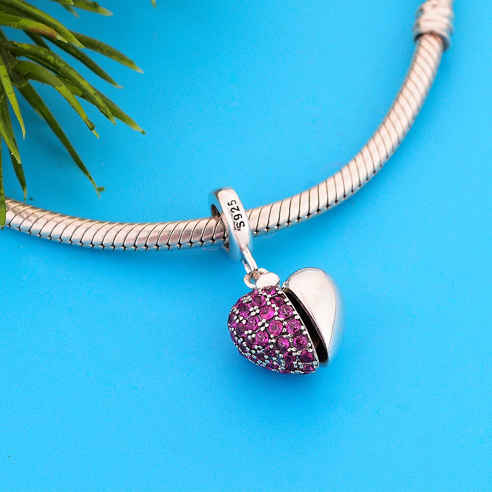 FC Jewelry Fit-pulsera de plata 925 para mujer, abalorio de circonita con forma de corazón abierto, para hacer joyas, Berloque de San Valentín, 2022