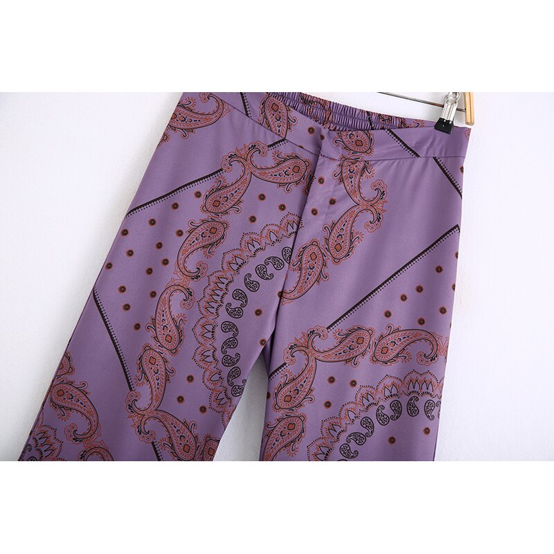 Kvinder jakkesæt blazer za to dele sæt kontor dame dobbelt knap blomsterprint blazere jakker boot cut bukser bukser kvinde