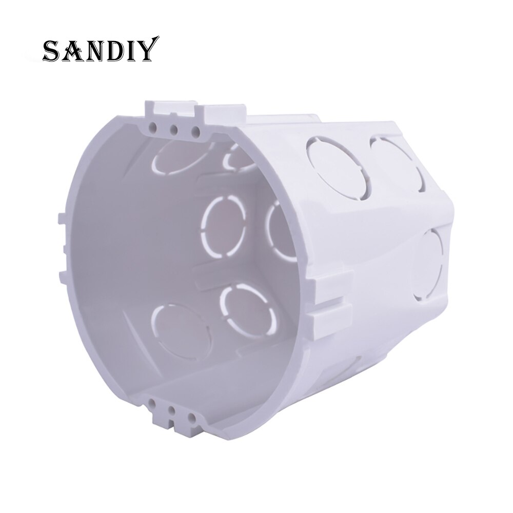 Sandiy væg rund monteringsboks eu standard intern kassette ledningsboks hvid bagboks til eu switch og sokkel diameter 68