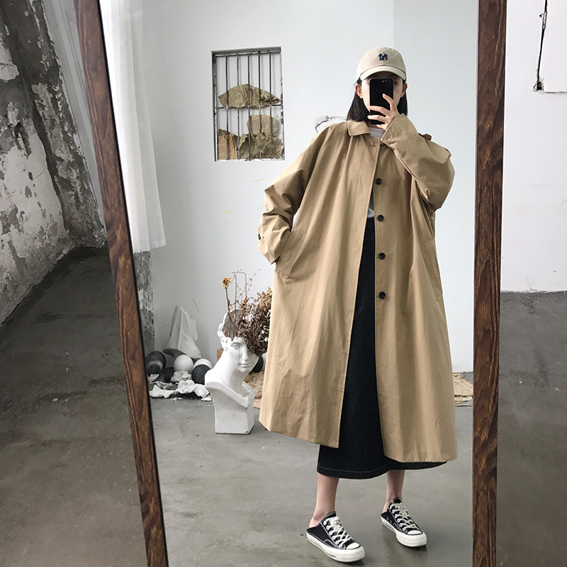 Alien Kitty Women Long Trench Coat Female Solid Khaki Cardigan Straight Windbreaker Manteau Femme Hiver
