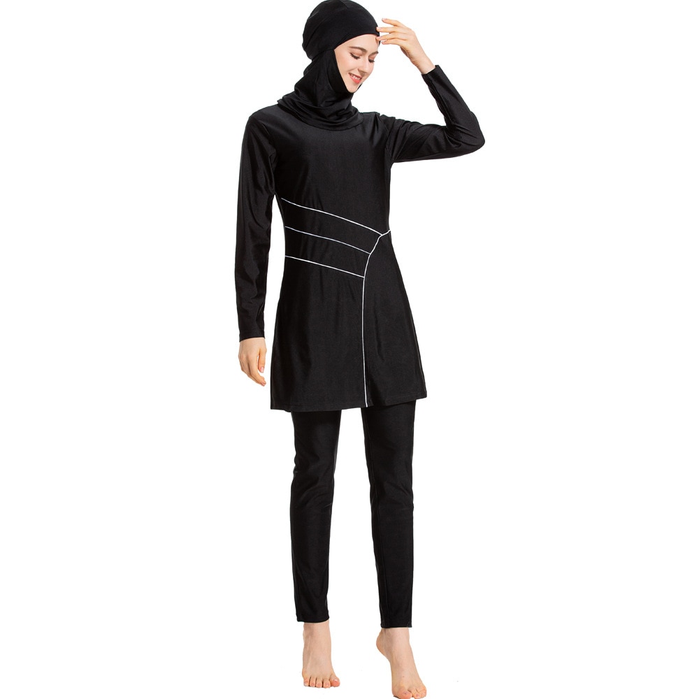 Arabische Islamitische Vrouwen Zwemkleding 3 Stuk Moslim Badmode Hooded Hijab Badpak Bescheiden Zwemmen Surfkleding Sport Volledige Pak Voor zwemmen