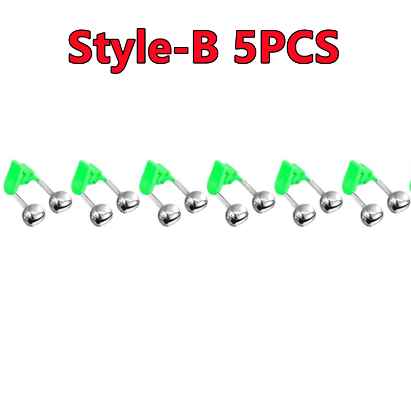 50-5PCS Dubbele Bellen Vissen Indicator Aas Alarm Luid Geluid Alert Bell Clips Nacht Hengel Bell visgerei Outdoor Vissen Bel: green
