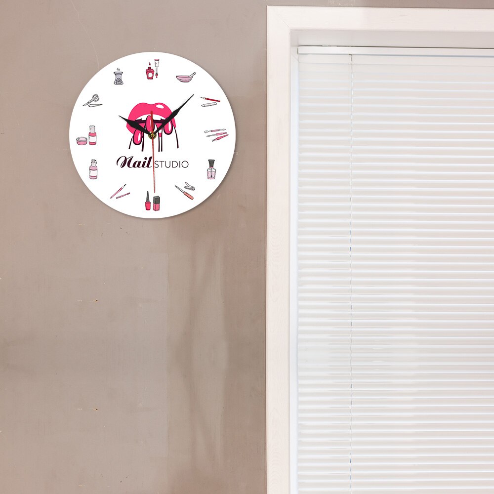 Reloj de pared para estudio de belleza de uñas, reloj de pared decorativo para salón de uñas, arte de pared de , idea de para Artista