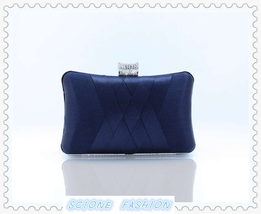 Femmes pochettes Satin mariée sac sac à main concepteur doux sacs de soirée fête sac à main de mariage pochette portefeuille sac à bandoulière 7395: Dark Blue