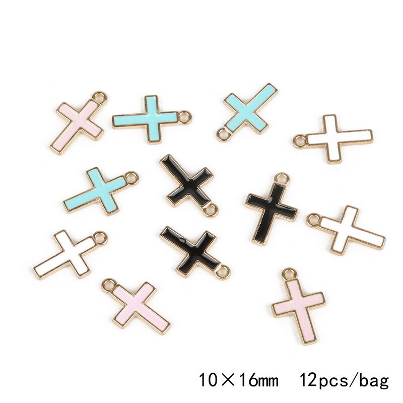 10-12 Stks/pak Legering Metal Olie Kruis Charmes Hanger Voor Diy Handgemaakte Oorbel Ketting Armband Sieraden Maken: Mixed Color