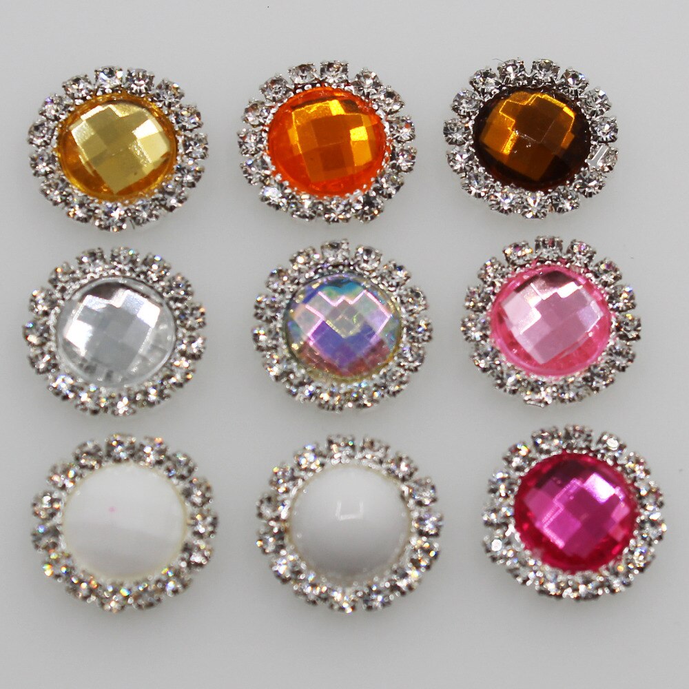 10 st 15mm naaien kleding Rhinestone shank knoppen Clear Crystal Acryl Bruiloft decoratieve DIY kleding ambachten accessoire