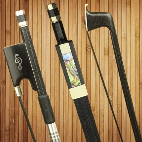 Top Grade Golden Braided Carbon Fiber 4/4 Violin Bow Best Balance AAA Mongolia Black/White Horse Hair Bow: Model 6 Black