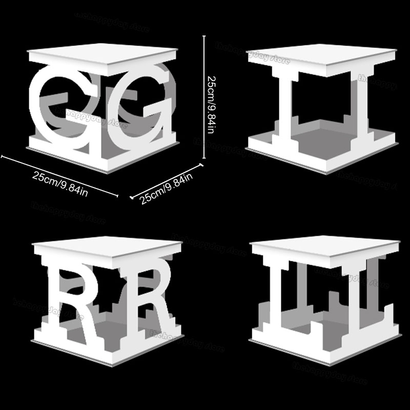 Holle Baby Letters Frame Stand Mozaïek Vullen Ballonnen Doos KT Board Alfabet DIY Brief Baby Douche EEN Verjaardagsfeestje Decor: Light Grey