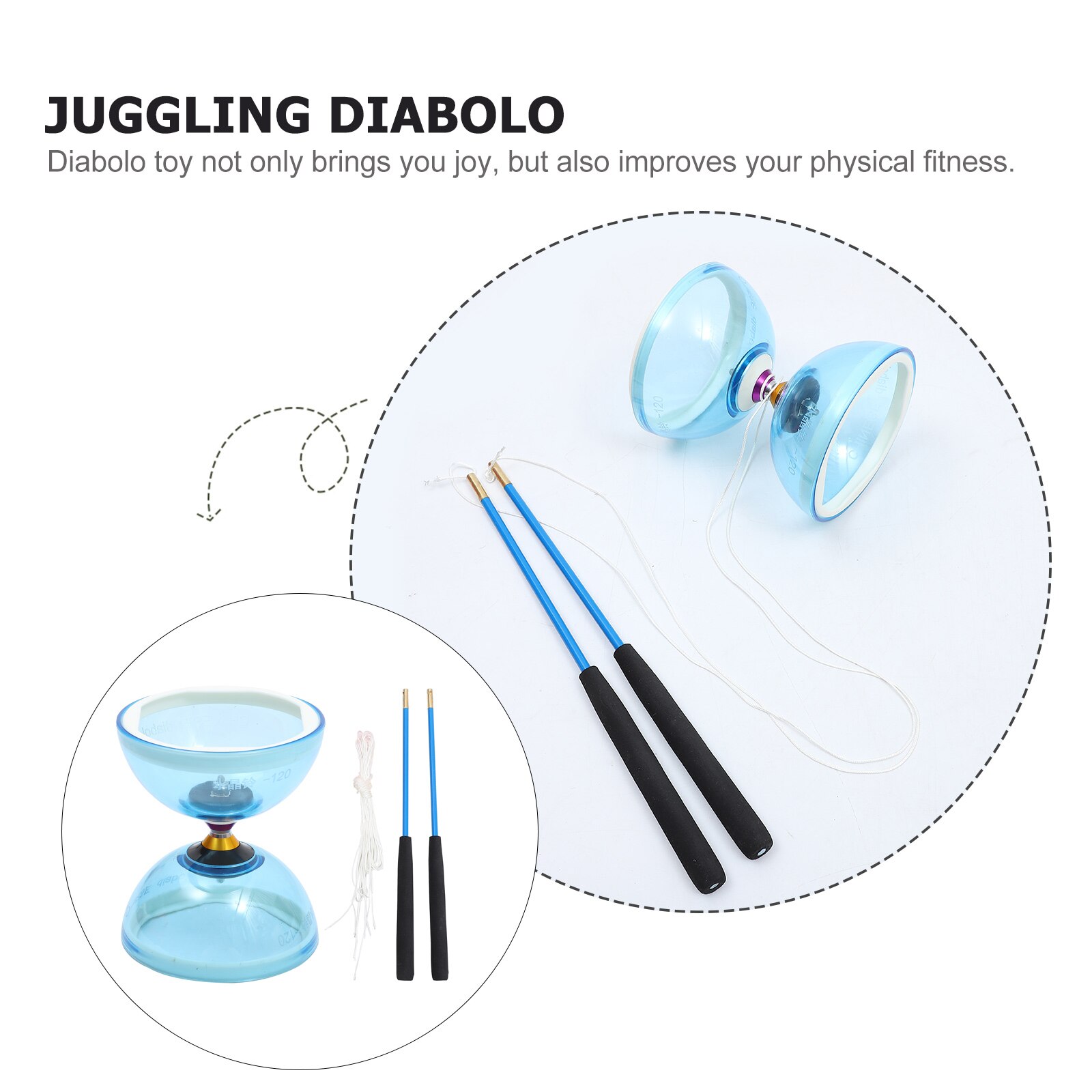 1 Set Chinese Yo-yo Juggling Crystal Diabolo Plaything with Diablo Sticks and String